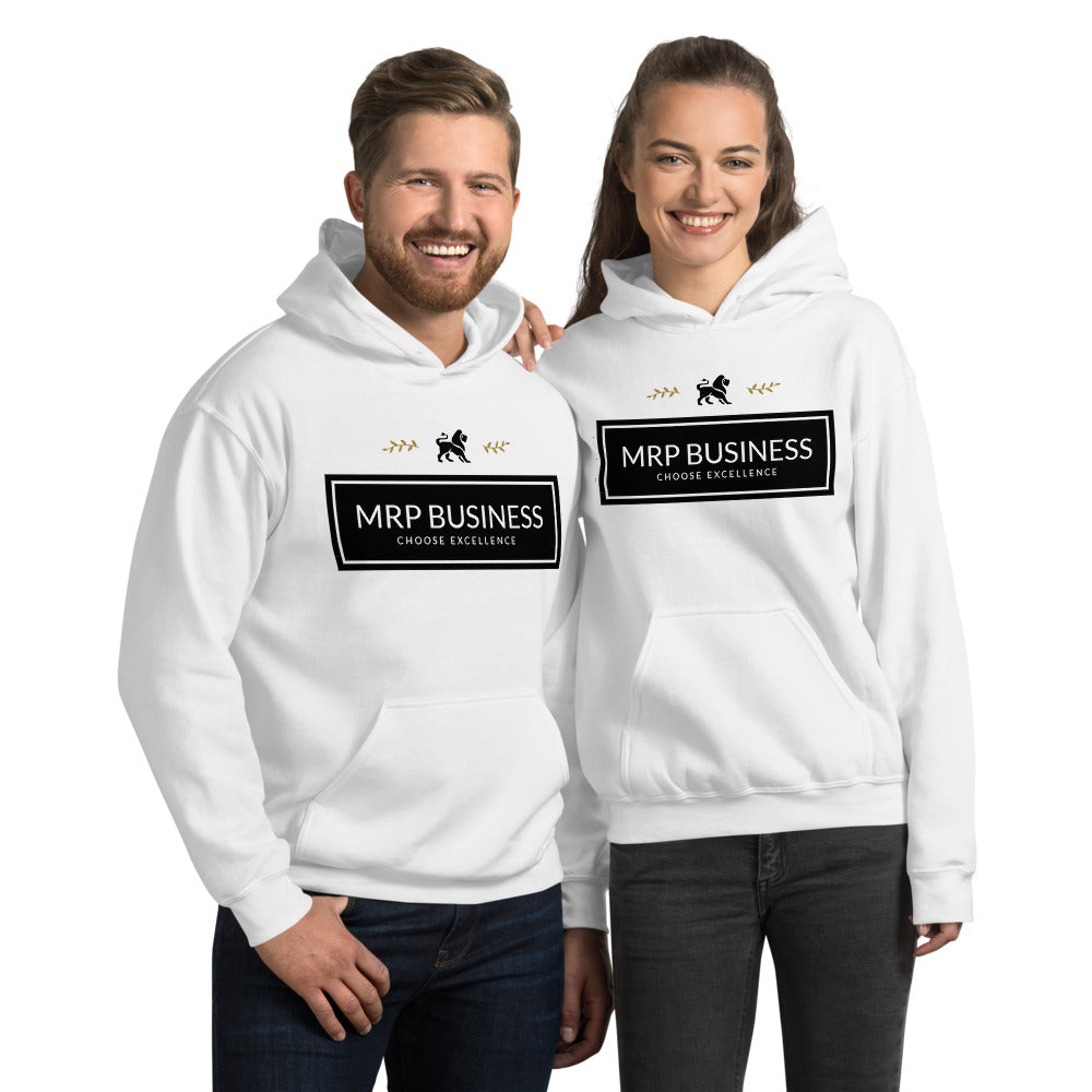 Sweatshirt blanc à capuche avec rectangle mrp business - MRP BUSINESS