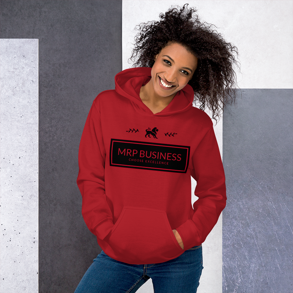 Sweatshirt rouge à capuche avec rectangle mrp business - MRP BUSINESS